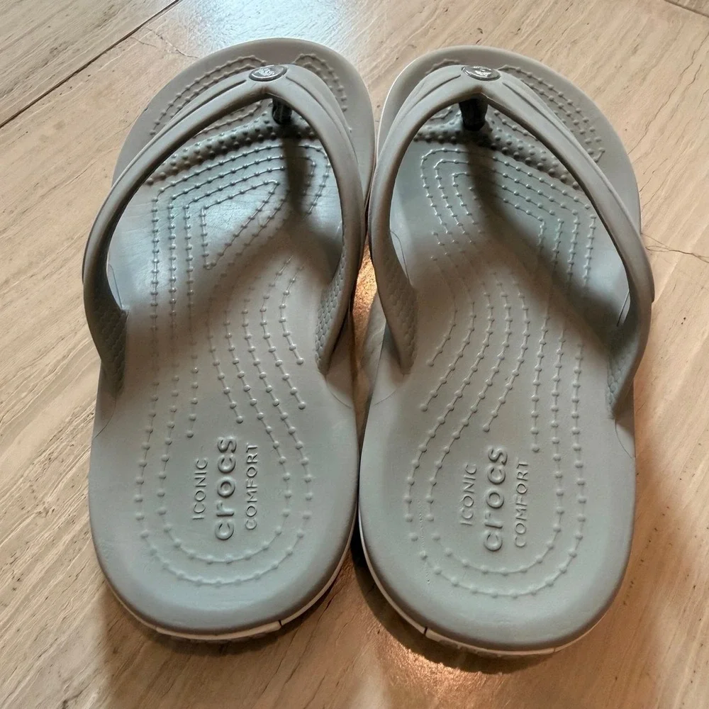 Crocs Unisex Crocband Flip Flop Sandals Lightweight Trip Water Summer Gray C10